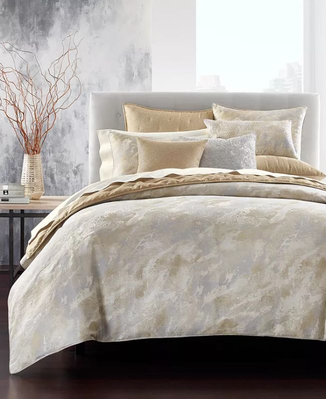 Photo 5 of FULL / QUEEN Hotel Collection Metallic Stone Comforter, Full/Queen, Created for Macy's Bedding. Bring some nature and shine to your bedroom with the Metallic Stone Bedding collection. Colored in understated golds and silvers, this textural stone pattern i