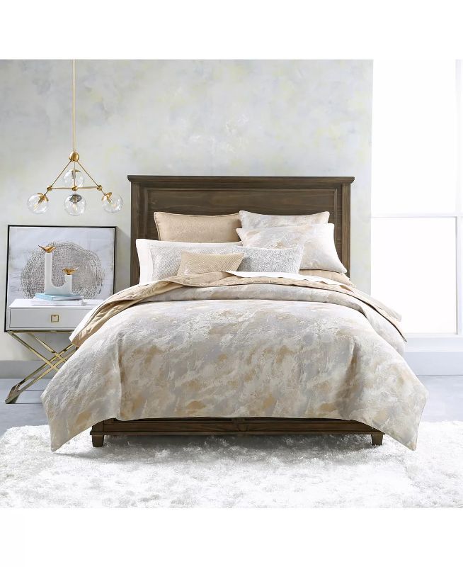 Photo 2 of FULL / QUEEN Hotel Collection Metallic Stone Comforter, Full/Queen, Created for Macy's Bedding. Bring some nature and shine to your bedroom with the Metallic Stone Bedding collection. Colored in understated golds and silvers, this textural stone pattern i