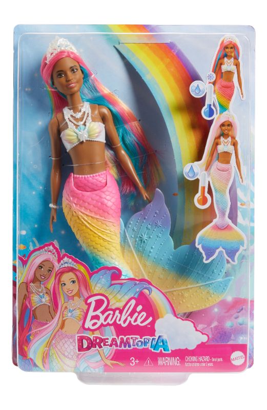 Photo 1 of Barbie Dreamtopia Color Changing ASSORTED Mermaid Dolls. The Barbie Dreamtopia Color Changing ASSORTED Mermaid Dolls are perfect for imaginative play! With a simple dip in water, the dolls change color from blue to pink to purple. These dolls provide hour