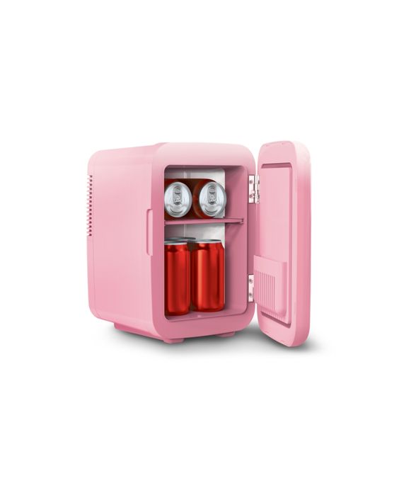 Photo 2 of Vintage-Like Mini Fridge with Built in Wireless Speaker - Blush. Bring a blast from the past with this retro mini fridge. Chrome accents and wireless speaker make it the perfect addition to any dorm room or office desk. The cooling component and insulated