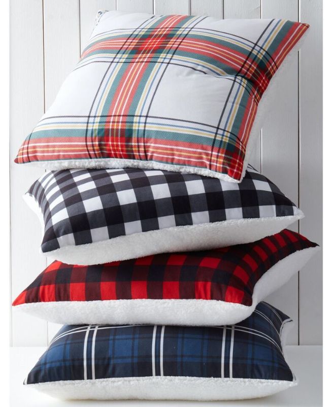 Photo 2 of Oversize Birch Trails Plaid Reversible Sherpa Decorative Pillow, 24" x 24" 