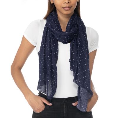 Photo 1 of Jenni on Repeat Jersey Wrap Scarf, Created for Macy's - Navy. The must-have accessory for every wardrobe, Jenni's versatile, lightweight jersey wrap can be worn in multiple ways for extra flair. No matter how you wear it, this scarf is the perfect accesso