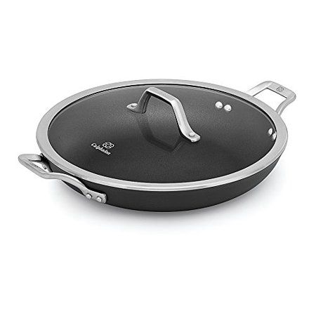 Photo 1 of Signature™ Hard-Anodized Nonstick 12-Inch Everyday Pan with Cover. Calphalon Signature Hard-Anodized Nonstick Cookware delivers a 1.5x more durable nonstick interior (vs Calphalon Classic) for effortless food release. Metal-utensil-safe, oven-safe up to 5