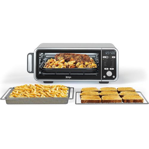 Photo 1 of Ninja SP301 Dual Heat Air Fry Countertop 13-in-1 Oven with Extended Height, XL Capacity, Flip Up & Away Capability for Storage Space, with Air Fry Basket, SearPlate, Wire Rack & Crumb Tray, Silver 13 Functions. Choose between Air Fry, Air Roast, Bake, Bro