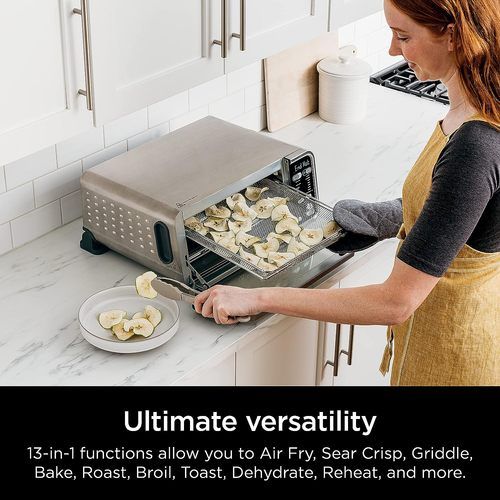 Photo 3 of Ninja SP301 Dual Heat Air Fry Countertop 13-in-1 Oven with Extended Height, XL Capacity, Flip Up & Away Capability for Storage Space, with Air Fry Basket, SearPlate, Wire Rack & Crumb Tray, Silver 13 Functions. Choose between Air Fry, Air Roast, Bake, Bro