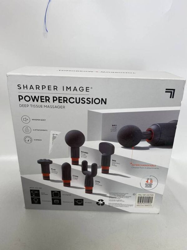 Photo 3 of Sharper Image Power Percussion Deep Tissue Massager, Sharper Image Power Percussion Deep Tissue Massager With 6 Attachments
Features: Whisper-Quiet Motor, Up to 4.5 Hours of Battery Life, 6 Different Speed Settings, 6 Interchangeable Attachments, Ergonomi