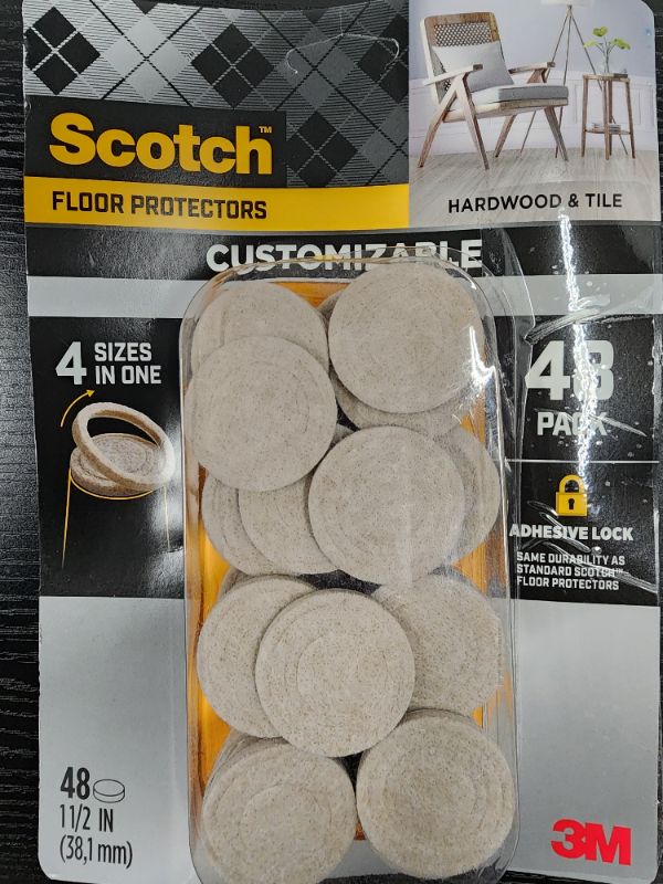 Photo 1 of Scotch 3M Company, 48 Count, 1.5", Beige, Round Felt Pads, Preserve 