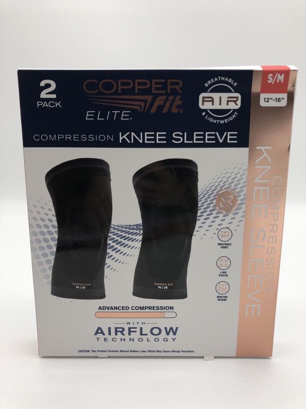 Photo 1 of S/M Copper Fit Elite Knee Sleeve 2 Pack, Copper Infused Compression Sleeve S/M