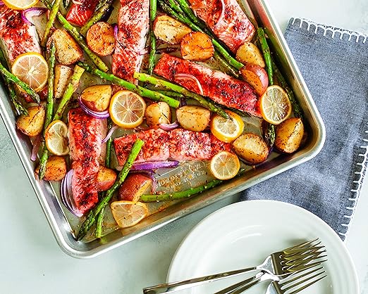 Photo 2 of Nordic Ware Naturals Big Baking Sheet, 2 Pack, Silver. Naturals commercial bakeware is made of pure aluminum foods bake and brown evenly due to aluminum’s superior heat conductivity. Reinforced encapsulated steel rim prevents warping and adds strength. Ea