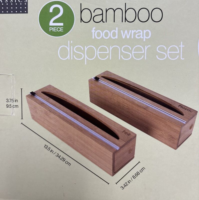 Photo 3 of Organize your kitchen space in style with the Seville Classics Bamboo Food Wrap Dispenser 2-piece Set. Made from premium quality bamboo material, this food wrap and foil holder comes in a classic style that complements any kitchen decor. The rectangular s
