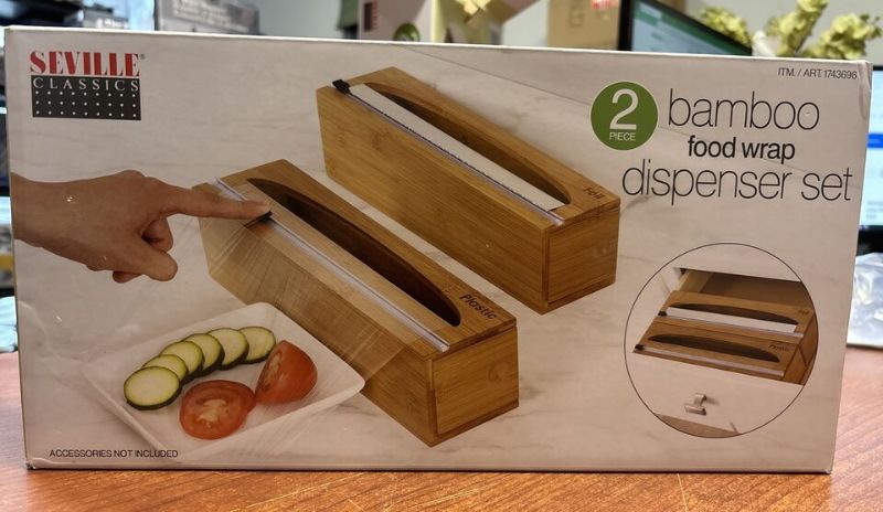 Photo 1 of Organize your kitchen space in style with the Seville Classics Bamboo Food Wrap Dispenser 2-piece Set. Made from premium quality bamboo material, this food wrap and foil holder comes in a classic style that complements any kitchen decor. The rectangular s