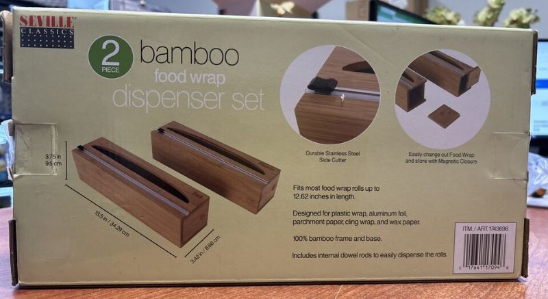 Photo 2 of Organize your kitchen space in style with the Seville Classics Bamboo Food Wrap Dispenser 2-piece Set. Made from premium quality bamboo material, this food wrap and foil holder comes in a classic style that complements any kitchen decor. The rectangular s