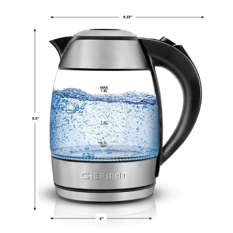 Photo 3 of Chefman Fast Boiling 1.8L Electric Glass Kettle, Removable Tea Infuser, LED Light. Brewing your favorite hot beverage has never been this easy! Whether you’re making loose-leaf tea or bagged tea, hot chocolate, coffee, soup, or even sterilizing water for 