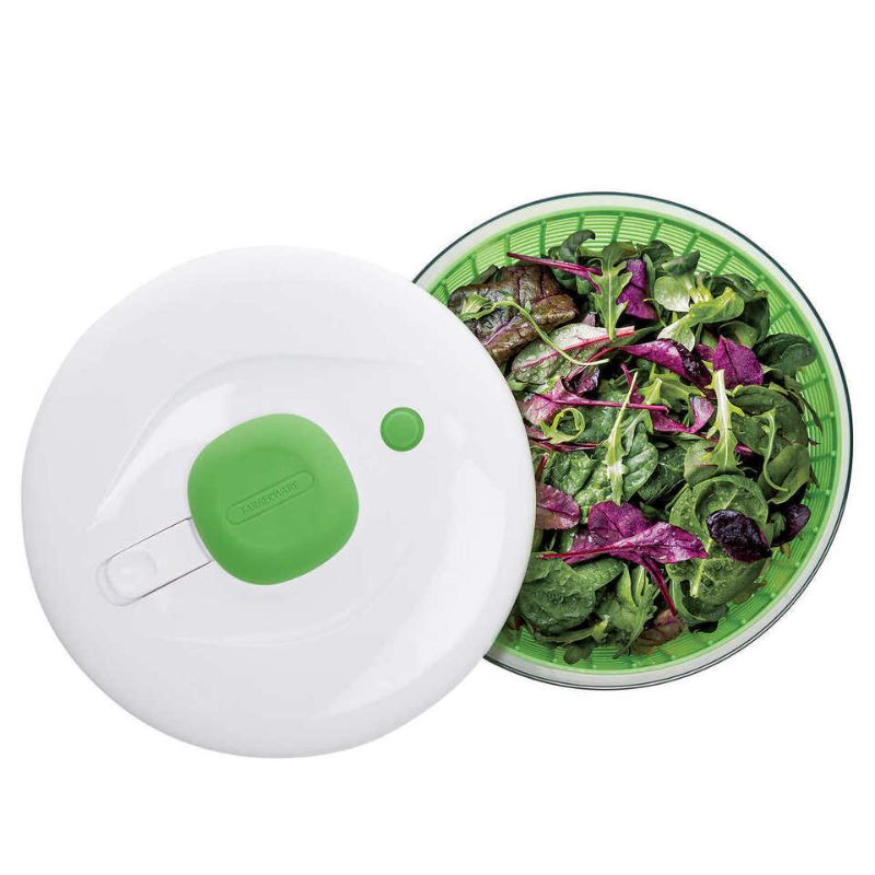 Photo 2 of Farberware Pump Activated Salad Spinner. Farberware presents an indispensable tool for leading a healthier lifestyle: the Farberware Pump Salad Spinner. You can both wash and dry salad greens and other produce, including fruits and even berries, in second