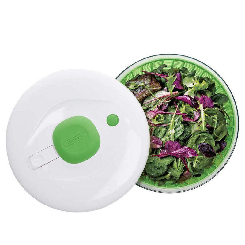 Photo 2 of Farberware Pump Activated Salad Spinner. Farberware Presents An Indispensable Tool For Leading A Healthier Lifestyle: The Farberware Pump Salad Spinner. You Can Both Wash And Dry Salad Greens And Other Produce, Including Fruits And Even Berries, In Second