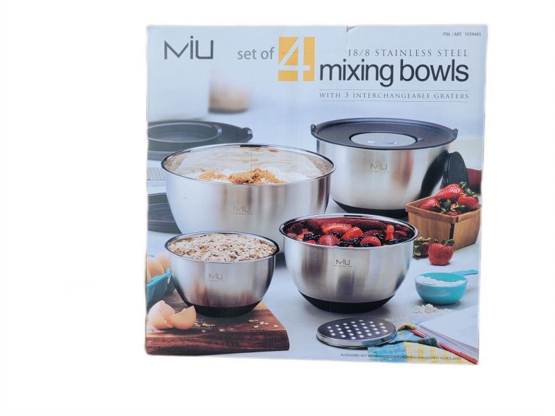 Photo 3 of MIU Stainless Steel Mixing Bowl With Graters Set Of 8 BPA Free Dishwasher Safe. With 3 Different 18/8 Stainless Steel Graters, You Can Shred, Grate, Or Slice Right Into The 5 Qt Bowl, Helping Avoid Food Waste. 1.5 Qt Mixing Bowl With Lid. 3 Qt Mixing Bowl