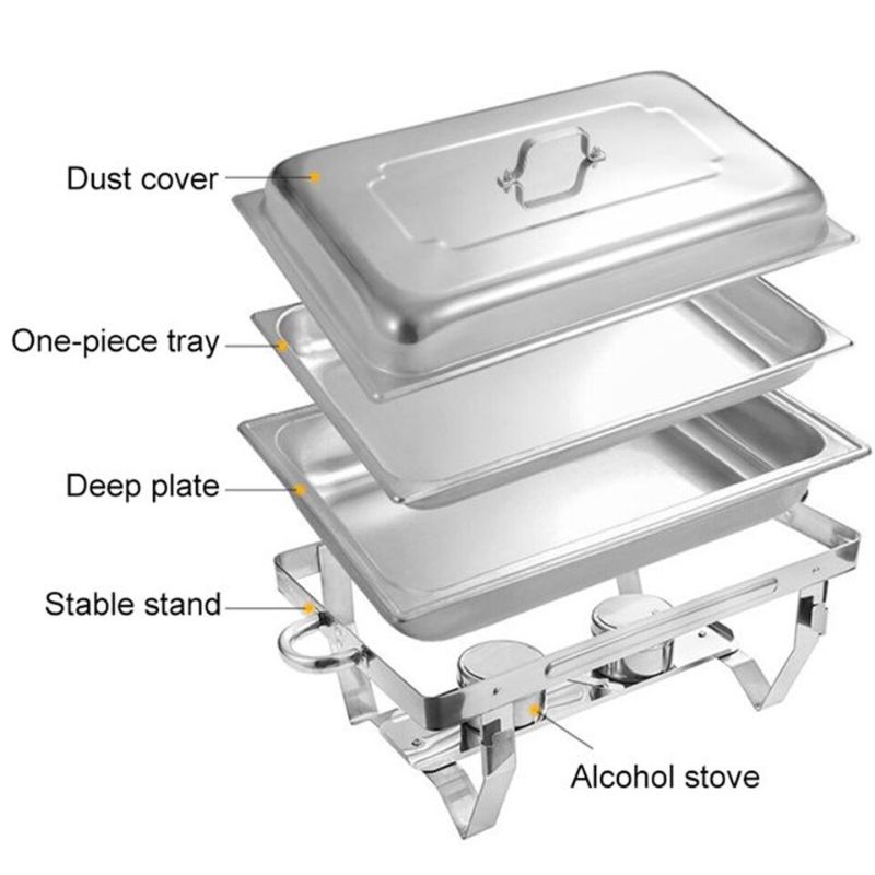 Photo 6 of 8Qt Chafing Dish Buffet Set Chafing Pans Chafer Full Size Buffet Stainless Steel. This 8 quart stainless steel rectangular dish is ideal for buffets, hotel breakfast areas, brunches, catering, parties, wedding banquets and self-service environments. Made 