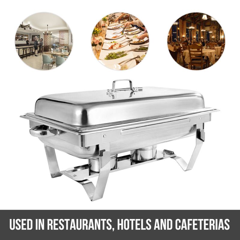 Photo 4 of 8Qt Chafing Dish Buffet Set Chafing Pans Chafer Full Size Buffet Stainless Steel. This 8 quart stainless steel rectangular dish is ideal for buffets, hotel breakfast areas, brunches, catering, parties, wedding banquets and self-service environments. Made 