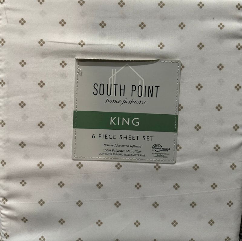 Photo 1 of Size King - South Point Home Fashions Microfiber 6-Piece Sheet Set King. These South Point Home Fashions microfiber sheets are brushed for softness, while allowing for fewer wrinkles and greater durability. Using only the strongest yarn fibers, our luxury