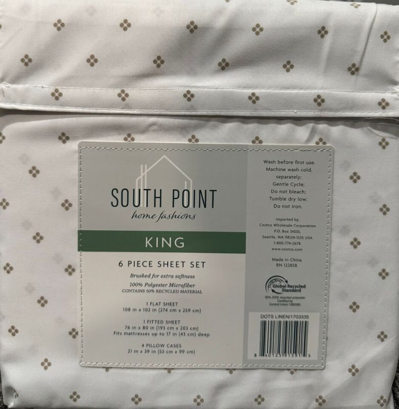 Photo 3 of Size King - South Point Home Fashions Microfiber 6-Piece Sheet Set King. These South Point Home Fashions microfiber sheets are brushed for softness, while allowing for fewer wrinkles and greater durability. Using only the strongest yarn fibers, our luxury