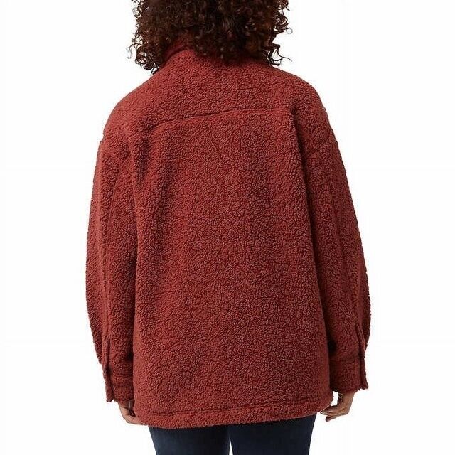 Photo 2 of SIZE XS / S - 32 Degrees Heat Women's Sherpa Teddy Shirt Jacket Red. Super Soft Feel, Relaxed Oversized Fit, Can be Worn as an Over Shirt or Jacket