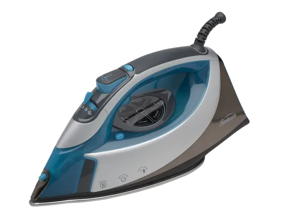 Photo 1 of The Sunbeam Turbo Steam Master GCSBCS-212 is a conventional steam iron. It has a stainless steel soleplate, a large water reservoir, and a burst of steam function. The iron also has an auto-shutoff safety feature that turns it off if it's left stationary 