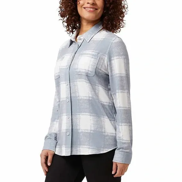 Photo 2 of SIZE L - 32 Degrees Womens' Cozy Knit Stretch Plaid Shirt