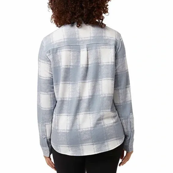 Photo 3 of SIZE L - 32 Degrees Womens' Cozy Knit Stretch Plaid Shirt