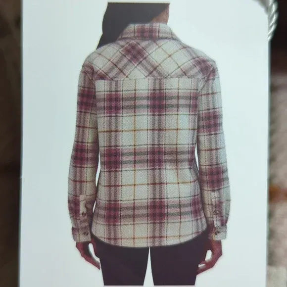 Photo 2 of SIZE L - Sage Women's Plaid Super Plush Sherpa Lined Fleece Shirt Jacket