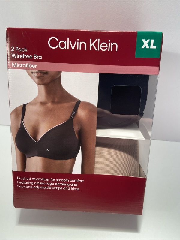 Photo 1 of SIZE XL - Calvin Klein 2 Pack Microfiber Wire Free Bra, Womens XL, Black/Honey