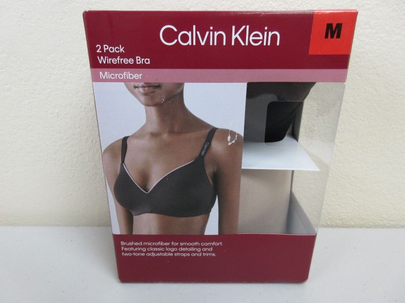 Photo 1 of SIZE M - Calvin Klein 2 Pack Microfiber Wirefree Bra - Size M - Black/Honey 