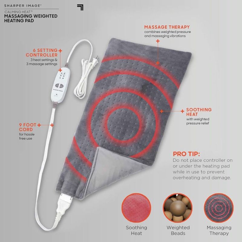 Photo 3 of Sharper Image Calming Heat Massaging Weighted Heat Pad 27 COMBINATIONS 12X24