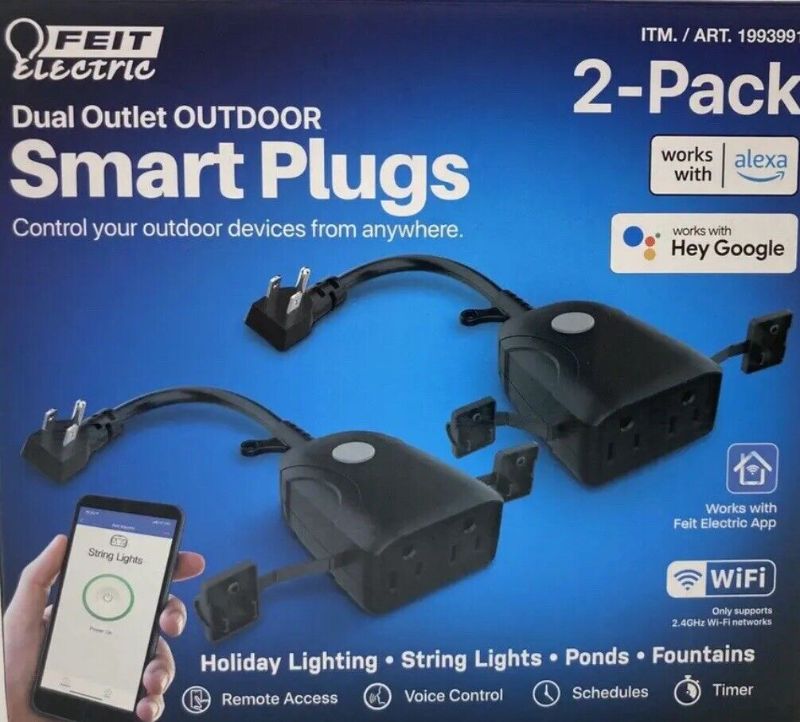 Photo 1 of Feit Electric Dual Outlet Outdoor Smart Plugs 2 Pack .WI-FI