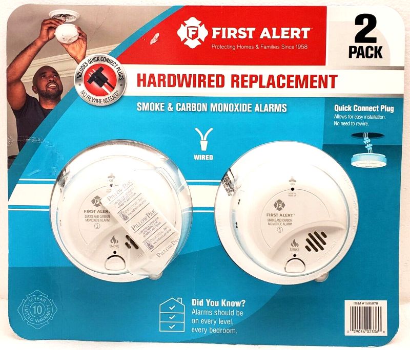 Photo 1 of First Alert Hardwired Smoke & Carbon Monoxide Detectors 2-in-1 2 Pack 