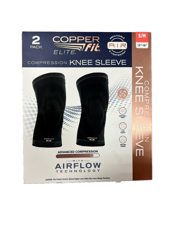 Photo 1 of Elite Copper Fit Knee Compression Sleeve Flexible S/M 12"-16" 2 Pack