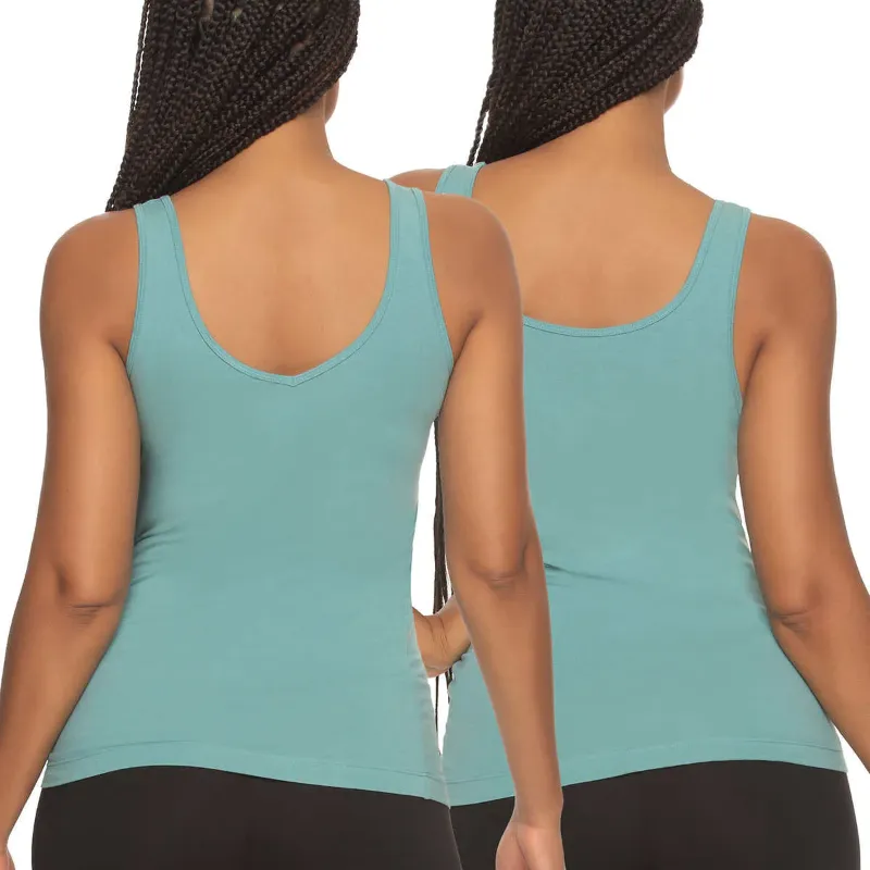Photo 1 of SIZE L - The Cotton Modal Reversible Tank Top is a must-have for any wardrobe. Made from ultra-soft cotton modal, this tank top is a dream to wear. It offers two neckline options, giving you the versatility to wear it as either a v-neck or a scoop neck.