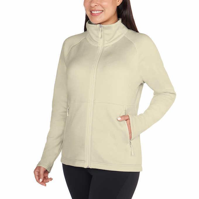 Photo 1 of Size S - Kirkland Signature Womens Jacket Cream Heather Active Full Zip Fleece Pockets