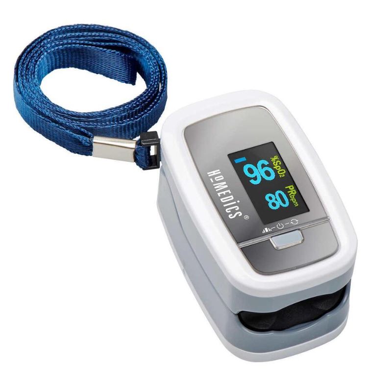 Photo 2 of HoMedics Premium Pulse Oximeter with LED Display. Conveniently check your blood oxygen level and pulse rate in the comfort of your own home with the HoMedics Premium Pulse Oximeter. Measurement accuracy of ±2% oxygen saturation levels, monitor your heart 