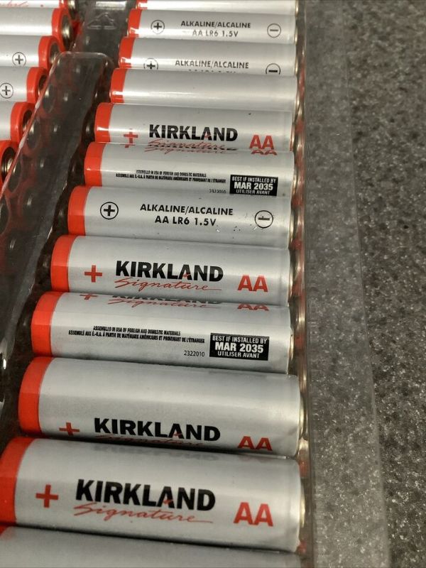 Photo 1 of 24 pcs - Kirkland Signature Alkaline AA Batteries 24 Count - MAR2035 M38B Expiration March 2034