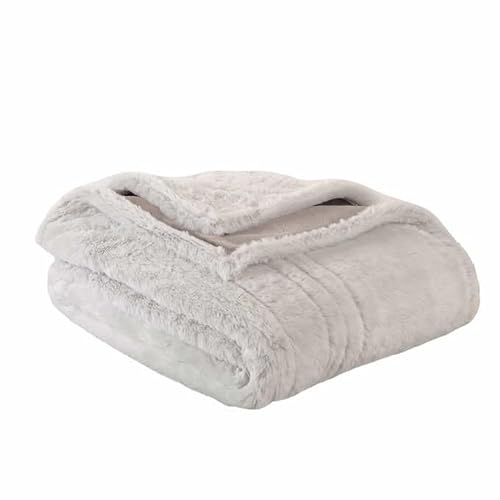 Photo 2 of Berkshire Life Heated Throw - 50 in X 60 in Electric Blanket - EZ Touch Button - 4 Heat Settings - Machine Washable - Extra Long Cord - Reversible White