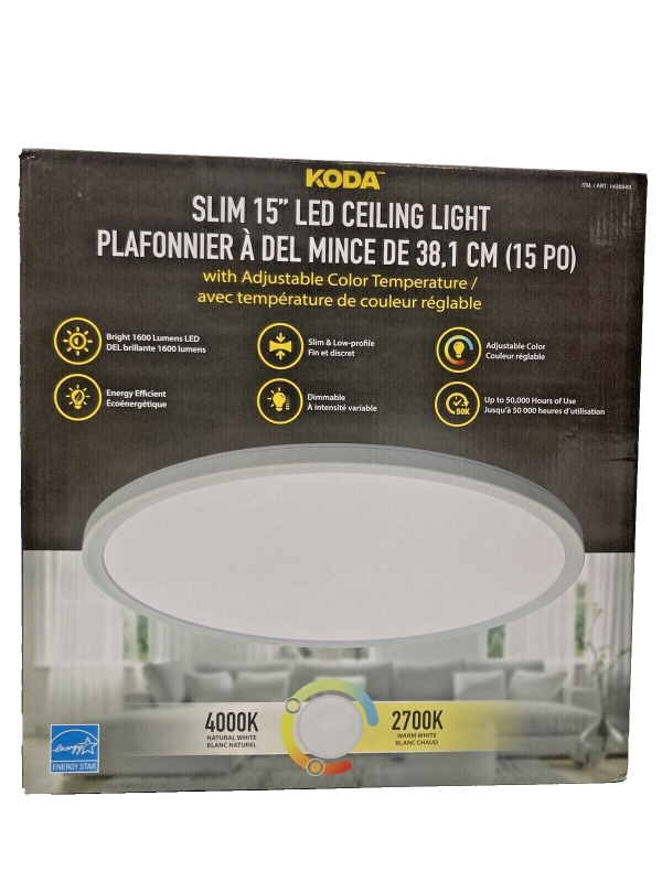 Photo 1 of Koda 15" Slim LED Ceiling Light 1600 Lumens Dimmable Color Changing