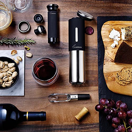 Photo 3 of Rabbit 8 Piece Electric Wine Set. Designed for a complete wine experience the Rabbit 8-Piece Electric Wine Set makes it easy to open serve and preserve your wine. Stored on top of the electric corkscrew the foil cutter easily removes foil from the wine bo