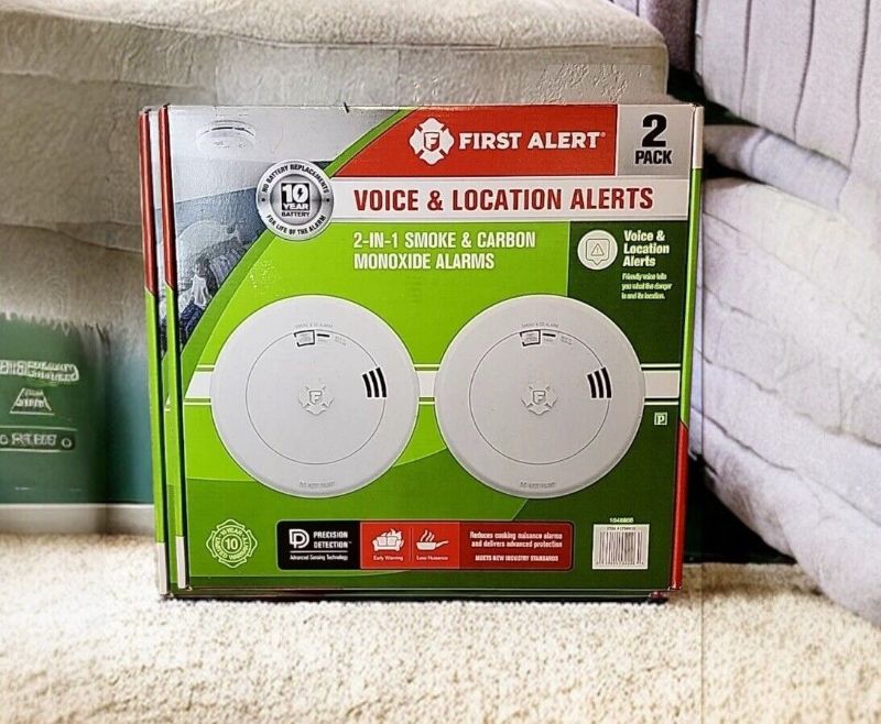 Photo 3 of First Alert Smoke and Carbon Monoxide Alarm, 2-pack. Combination Smoke Carbon Monoxide Detectors. Slim profile design is half the depth of a standard alarm. Test/silence button for efficient testing to ensure alarm is working properly. Slim Profile Design