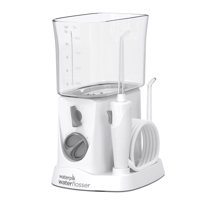 Photo 3 of Waterpik Nano Compact Water Flosser, WP-310 White. The Waterpik Nano WP-310 countertop water flosser in White delivers full-size water flosser performance in a compact and portable design, making it perfect for smaller spaces. The reservoir can be inverte