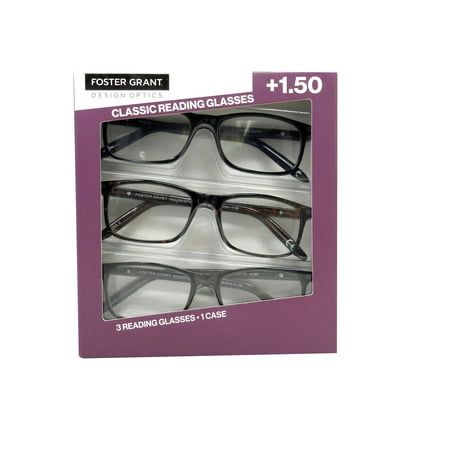 Photo 1 of 2 pairs - Design Optics by Foster Grant Full Frame Plastic Classic Reading Glasses +1.50