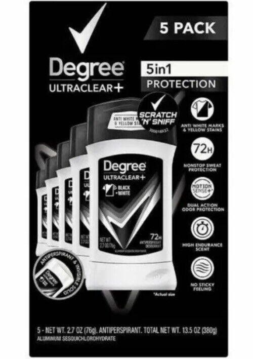 Photo 1 of 5 Count - Degree Men UltraClear+ Antiperspirant Deodorant Black & White 2.7 Oz (5 Count)