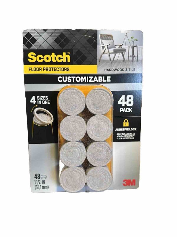 Photo 1 of Scotch 48 Pack 4 Sizes in One Floor Protector Felt Pads Furniture