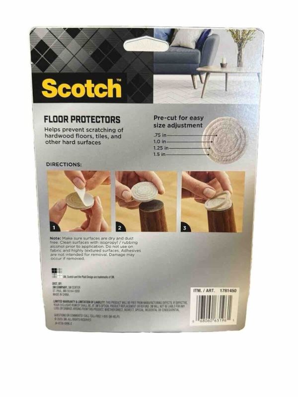 Photo 2 of Scotch 48 Pack 4 Sizes in One Floor Protector Felt Pads Furniture