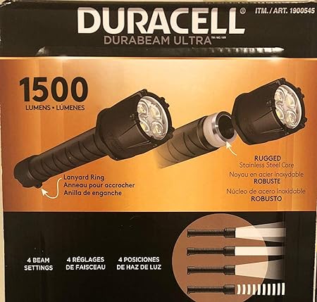 Photo 1 of Duracell 1500 Lumen Flashlight. Needs 4 Batteries C