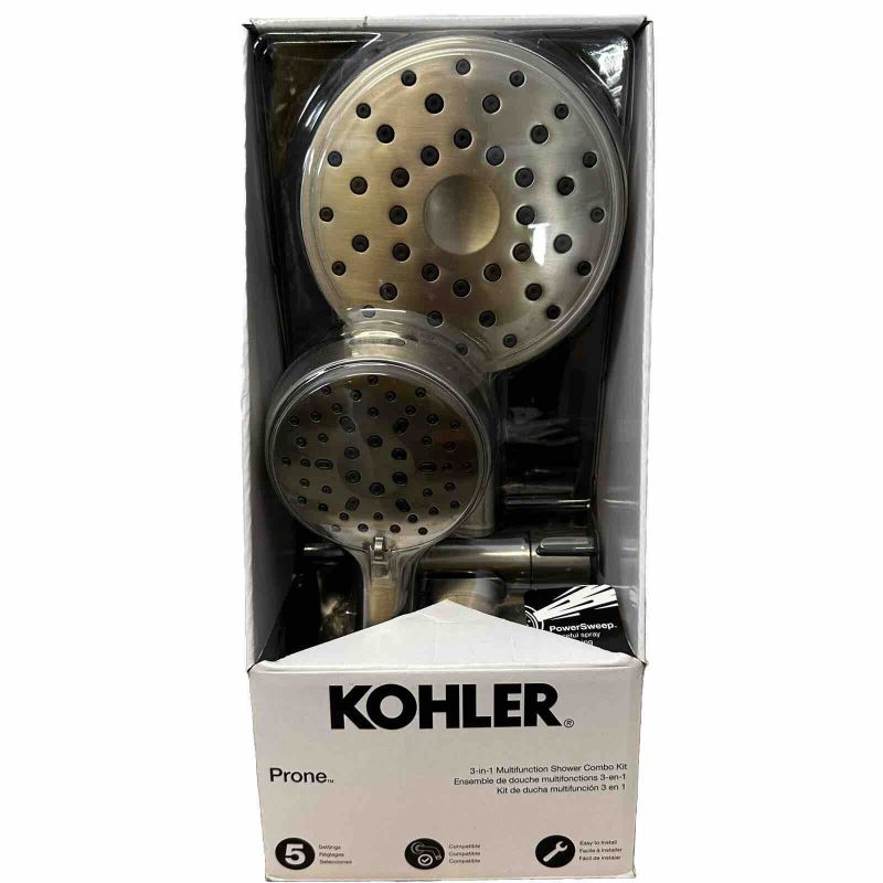 Photo 2 of Kohler Prone 3-in-1 Multifunction Shower Head with PowerSweep (Brushed Nickel)